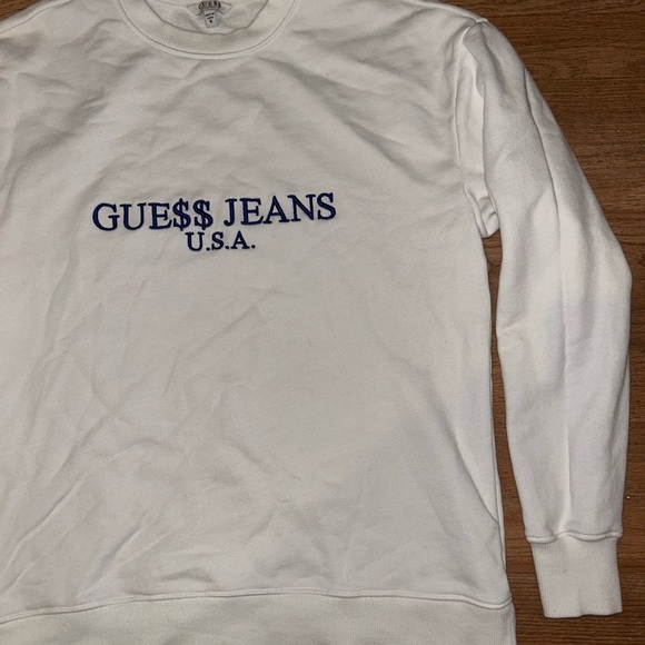 Guess Jeans X A$AP Rocky White / Blue Embroidered Crewneck Sweater Size Small - Picture 8 of 10